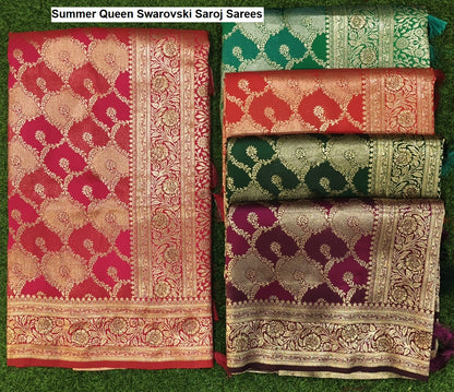 Summer Queen Swarovski Saroj Pure Silk Sarees Manufacturer Ahmedabad