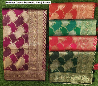 Summer Queen Swarovski Saroj Pure Silk Sarees Manufacturer Ahmedabad