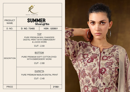 Summer Shangrila 73465 Rakhi Fashion Mul Chanderi Plazzo Style Suits Supplier