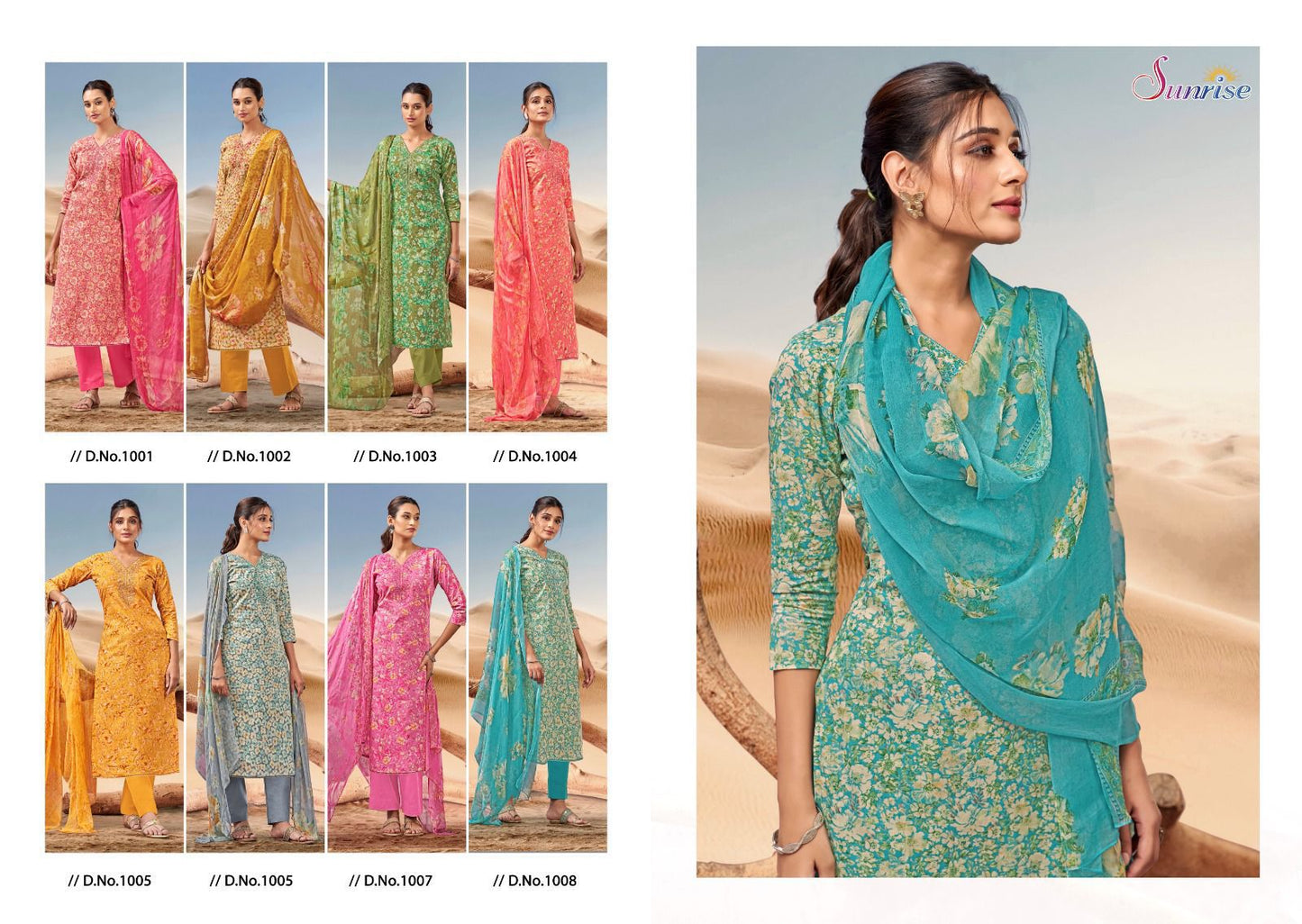 Summer Shine Sunrise Lawn Cotton Pant Style Suits Manufacturer Gujarat