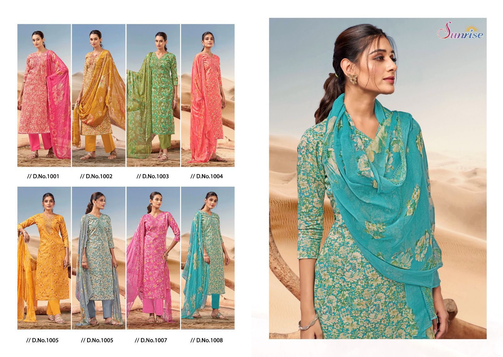 Summer Shine Sunrise Lawn Cotton Pant Style Suits Manufacturer Gujarat