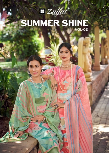 Summer Shine Vol 2 Zulfat Designer Pure Cotton Pant Style Suits Supplier