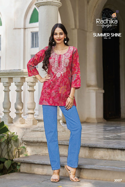 Summer Shine Vol 3 Radhika Lifestyle Cotton Short Kurtis Wholesaler