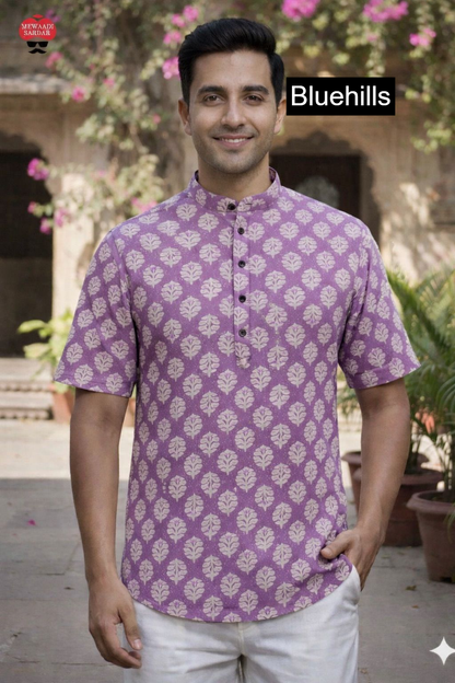 Summer Short Bluehills Cotton Mens Kurta Wholesaler India