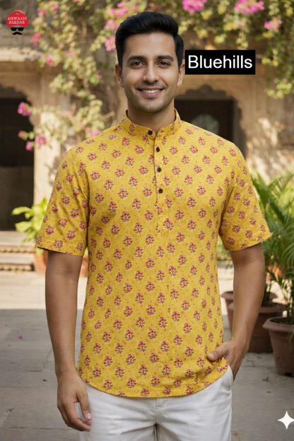 Summer Short Bluehills Cotton Mens Kurta Wholesaler India