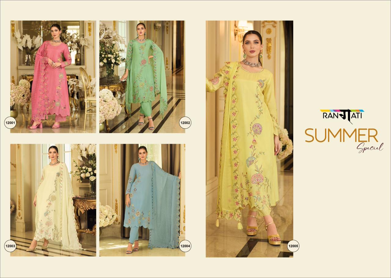 Summer Special Rangati Prints Russian Silk Pant Style Suits Manufacturer Gujarat