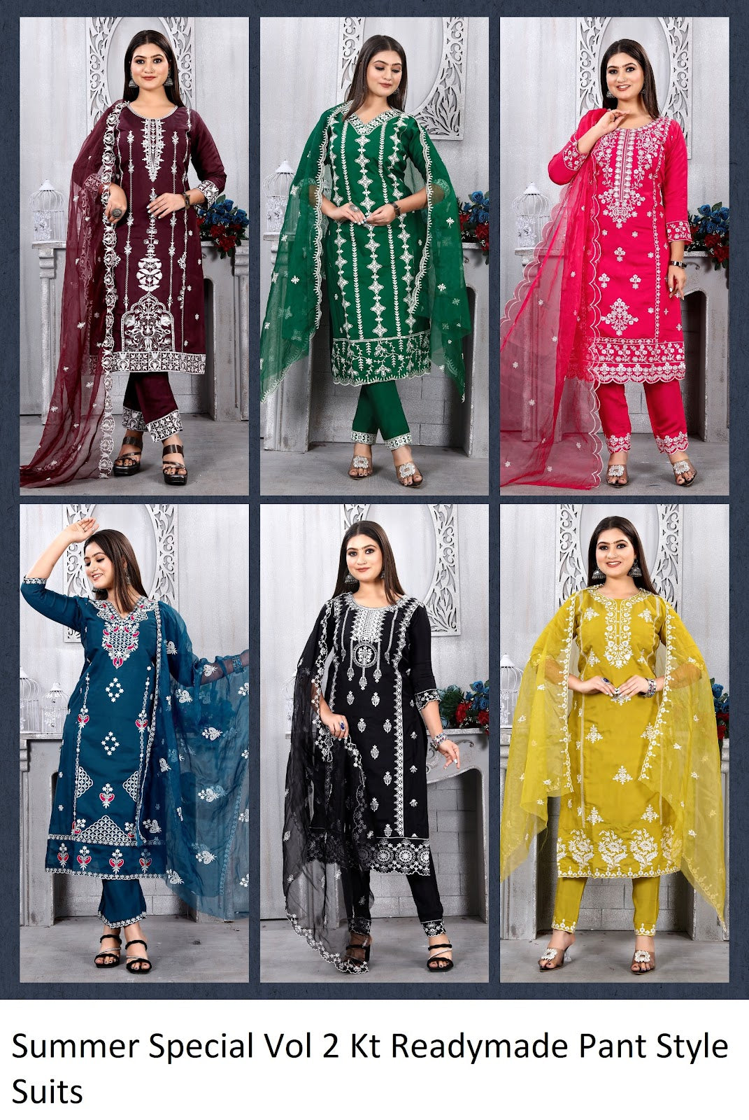 Summer Special Vol 2 Kt Roman Silk Readymade Pant Style Suits Wholesale Rate