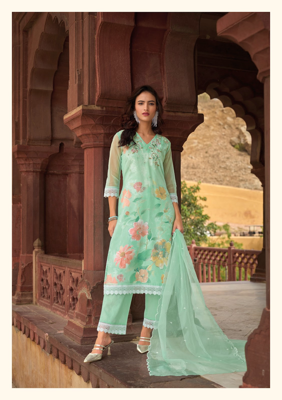 Summer Spring Ladyleela Organza Readymade Pant Style Suits