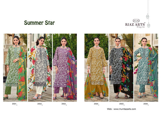 Summer Star Riaz Art Cambric Lawn Karachi Salwar Suits Supplier Gujarat