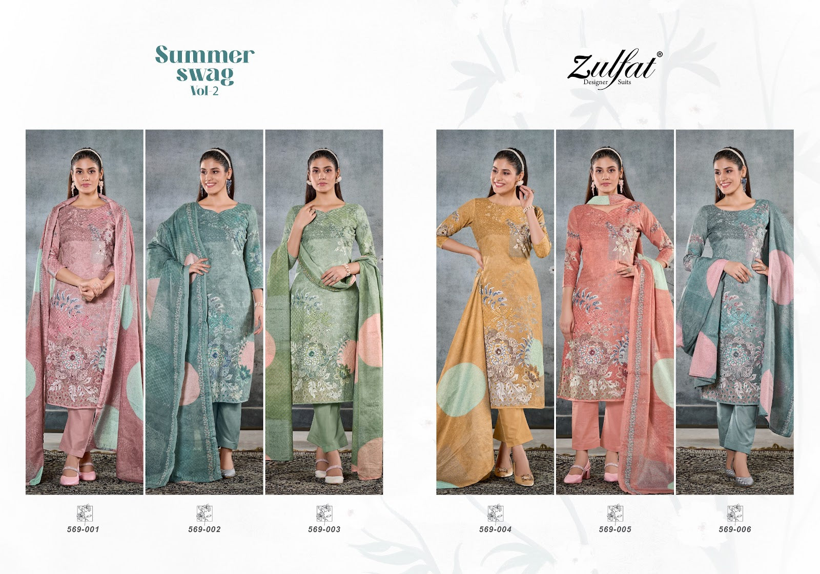 Summer Swag Vol 2 Zulfat Designer Cotton Pant Style Suits Exporter Gujarat