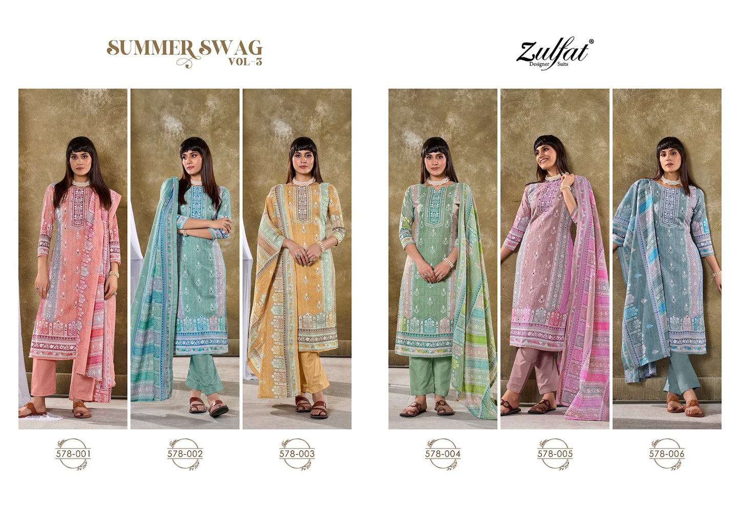 Summer Swag Vol 3 Zulfat Designer Cotton Pant Style Suits Supplier Gujarat