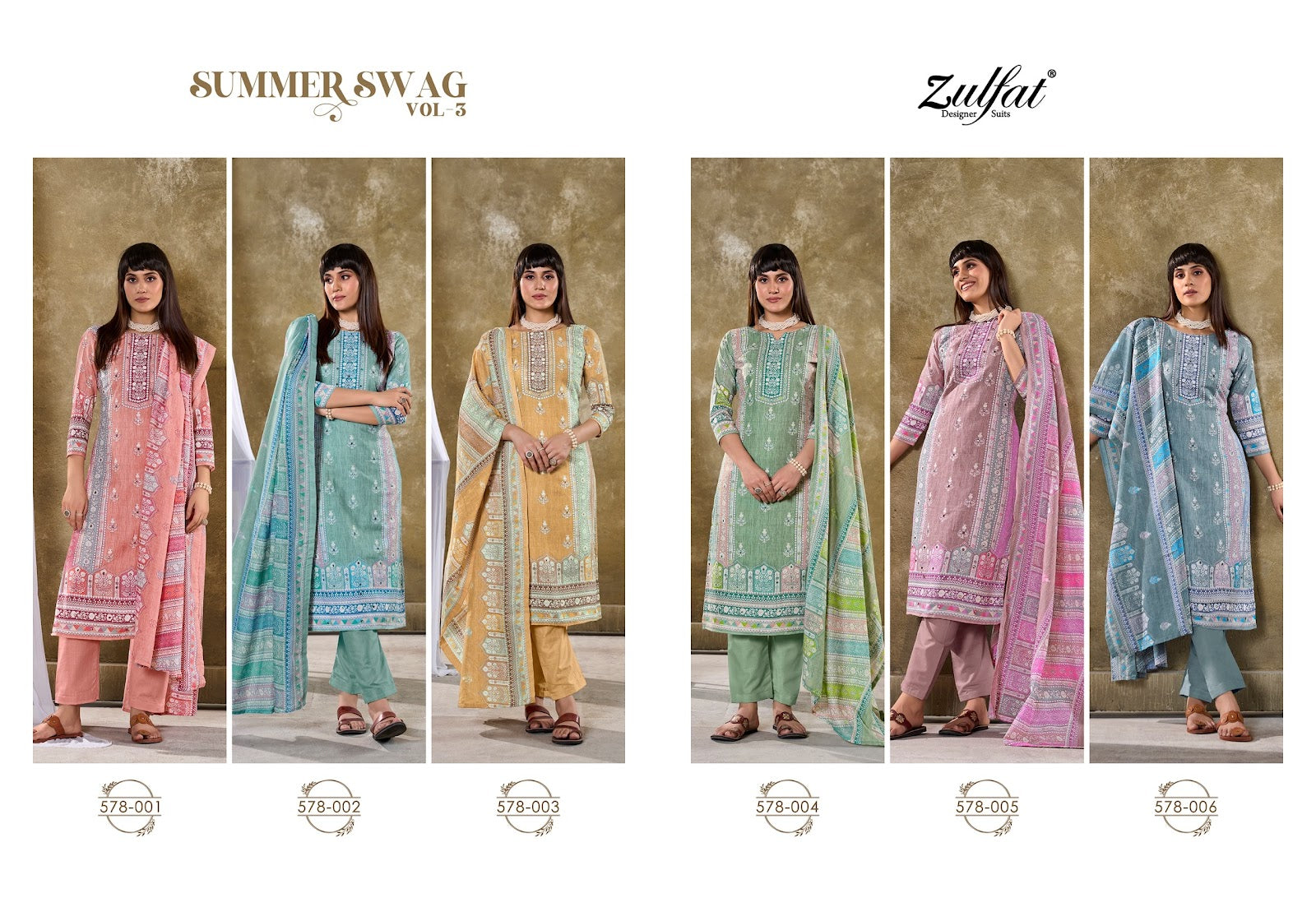 Summer Swag Vol 3 Zulfat Designer Cotton Pant Style Suits Supplier Gujarat