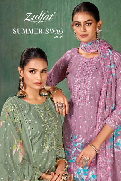 Summer Swag Vol 5 Zulfat Designer Cotton Pant Style Suits Supplier India