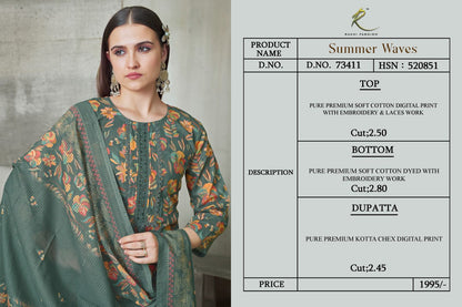 Summer Waves 73411 Rakhi Fashion Soft Cotton Pant Style Suits Supplier Gujarat