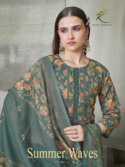 Summer Waves 73411 Rakhi Fashion Soft Cotton Pant Style Suits Supplier Gujarat