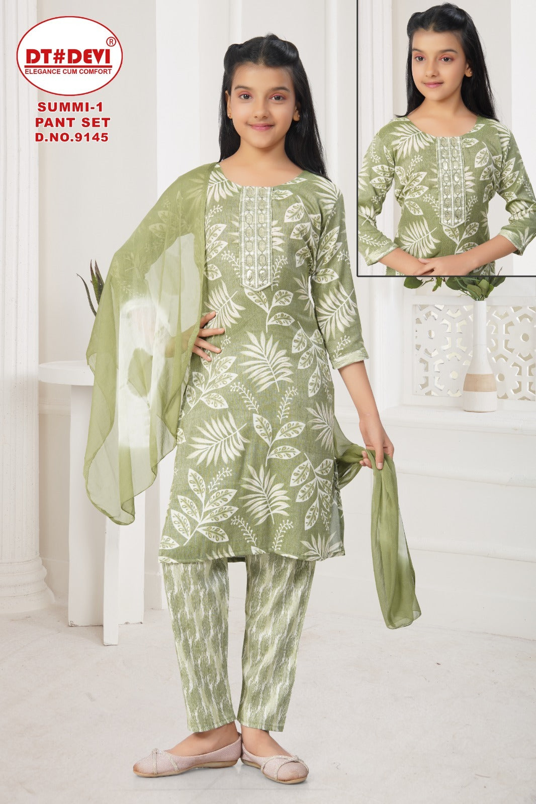 Summi 1 Dn 9145 Dt Devi Capsule Print Girls Readymade Pant Suits Wholesale Price