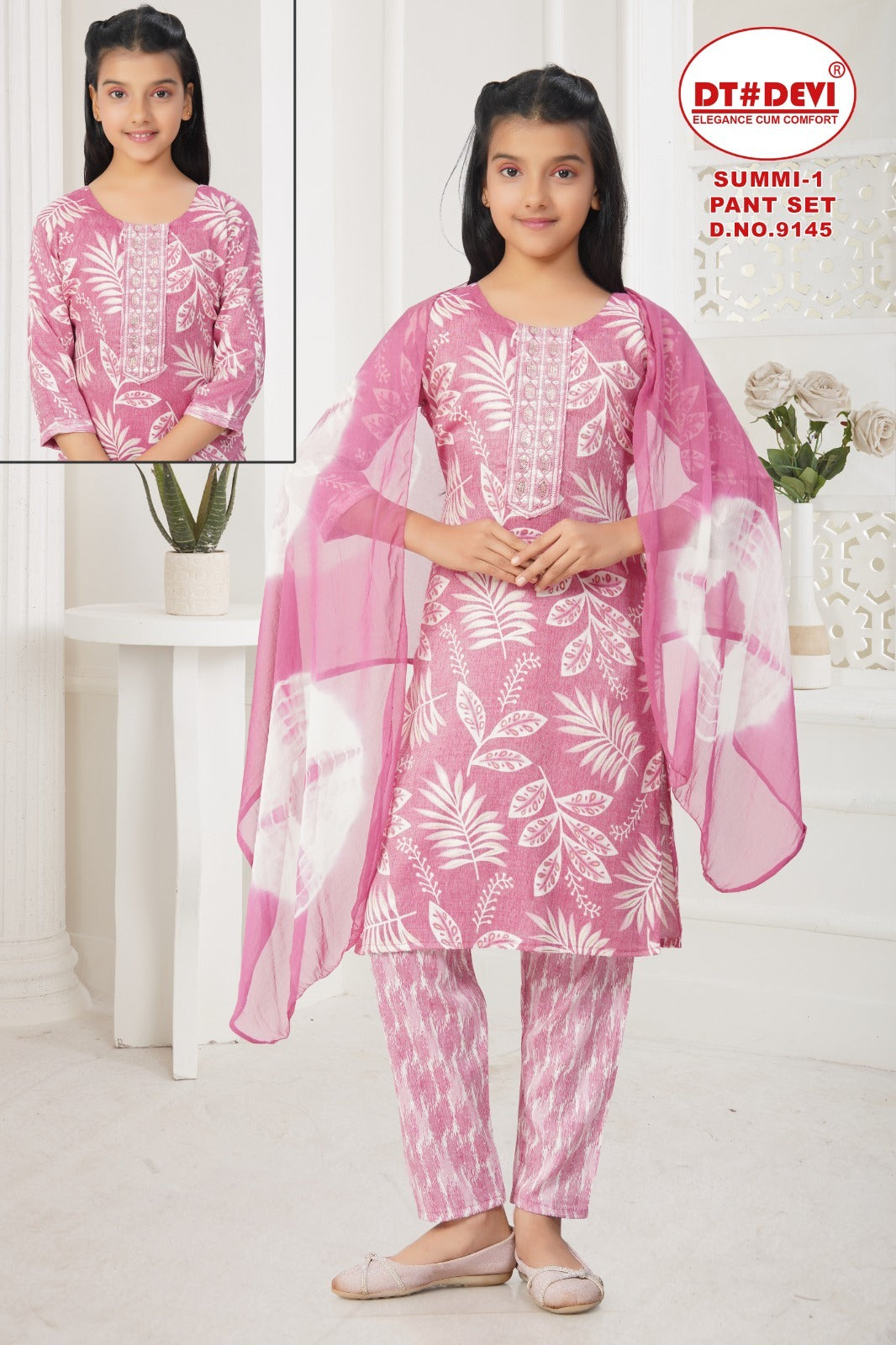 Summi 1 Dn 9145 Dt Devi Capsule Print Girls Readymade Pant Suits Wholesale Price