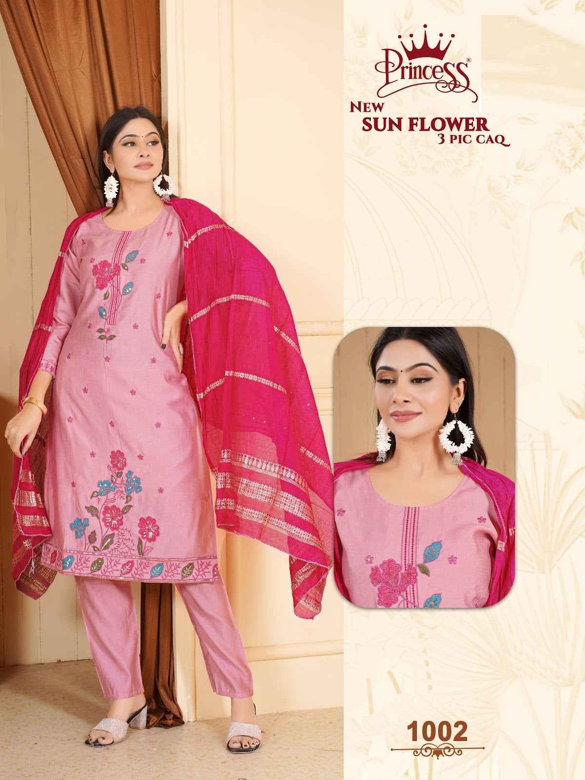 Sun Flower Princess Creation Roman Readymade Pant Style Suits Exporter