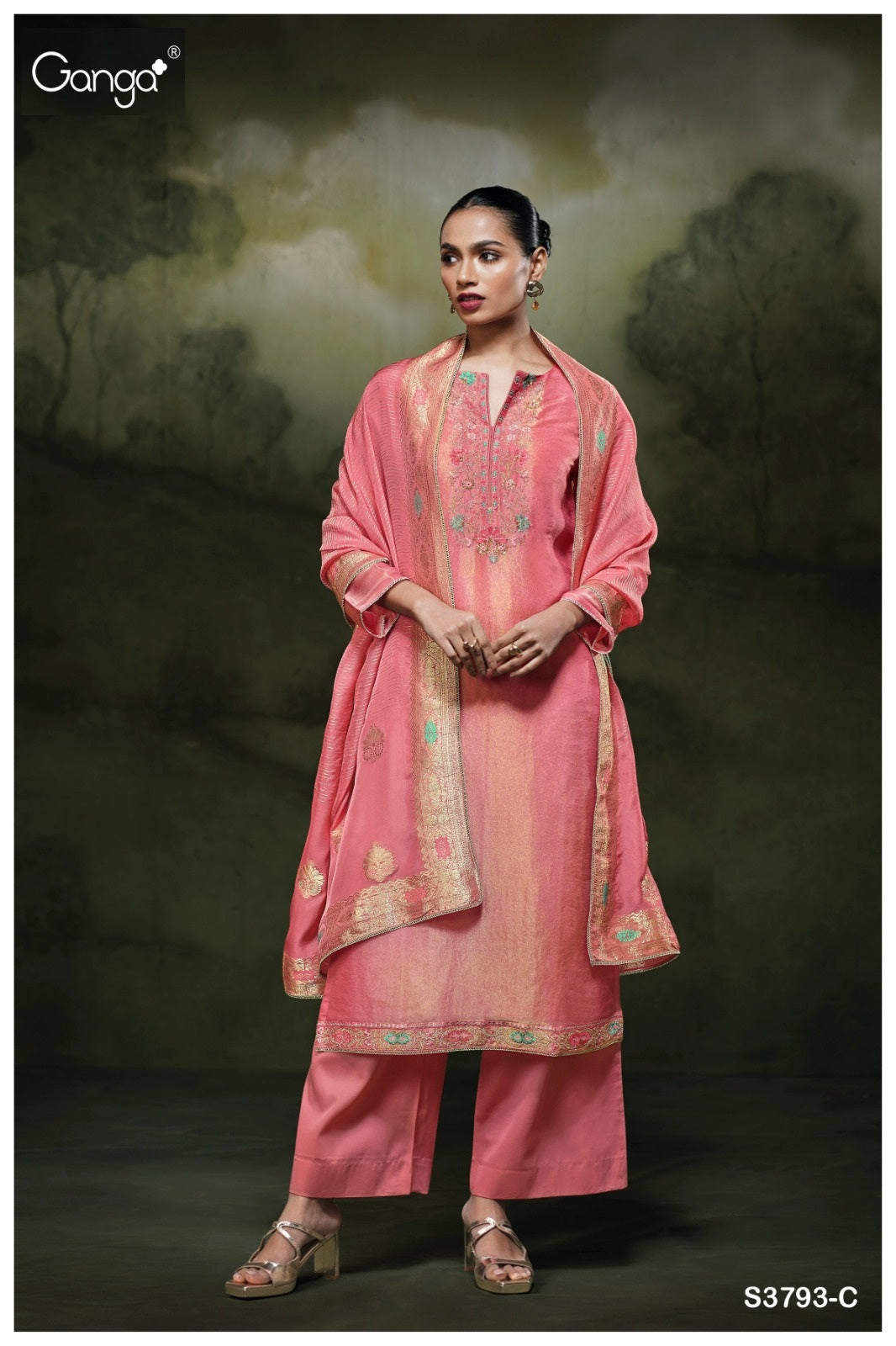 Sunaa 3793 Ganga Pure Bemberg Pant Style Suits Manufacturer India