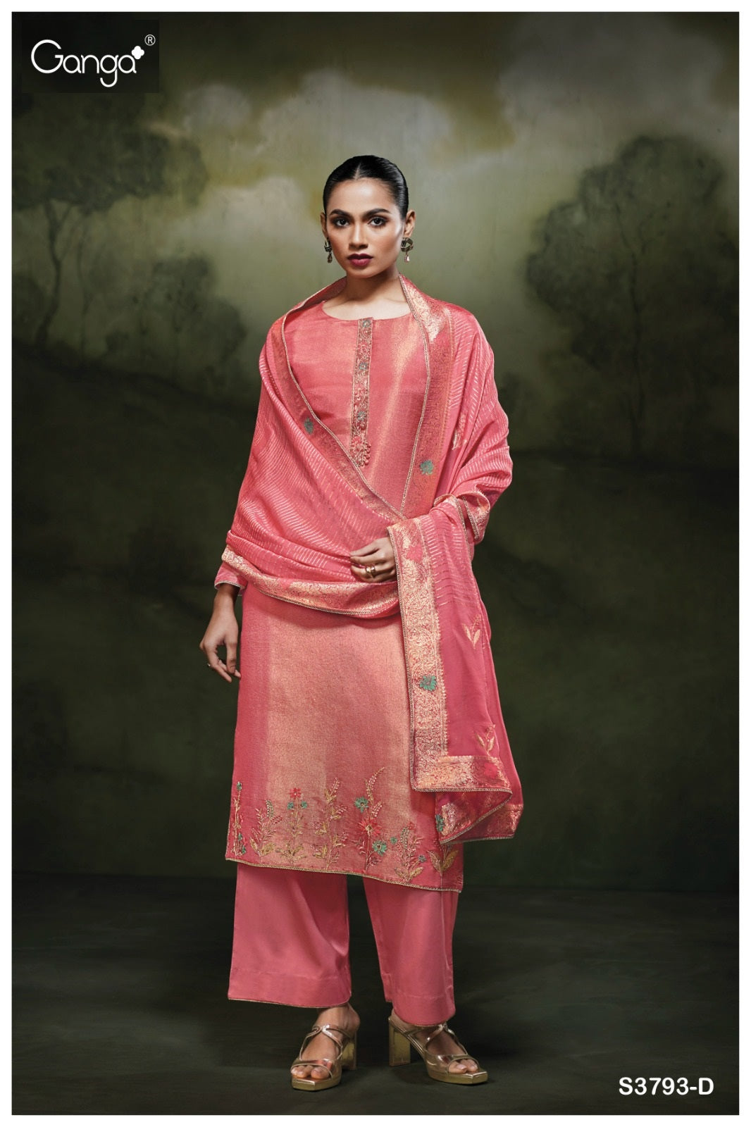 Sunaa 3793 Ganga Pure Bemberg Pant Style Suits Manufacturer India