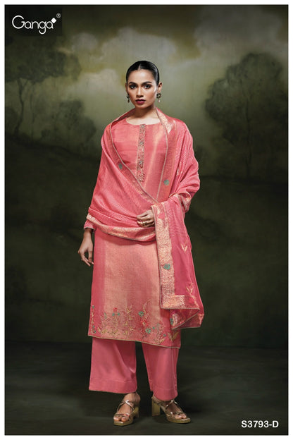 Sunaa 3793 Ganga Pure Bemberg Pant Style Suits Manufacturer India