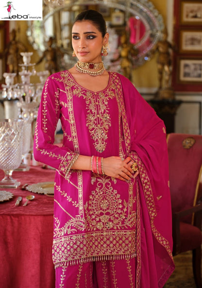 Sundari Eba Lifestyle Chinon Readymade Plazzo Style Suits Wholesale Rate