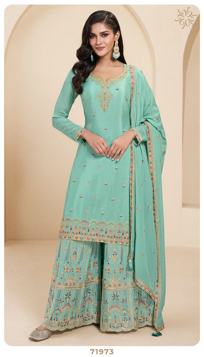 Sundari Kuleesh Vinay Fashion Llp Chinon Plazzo Style Suits Supplier Gujarat