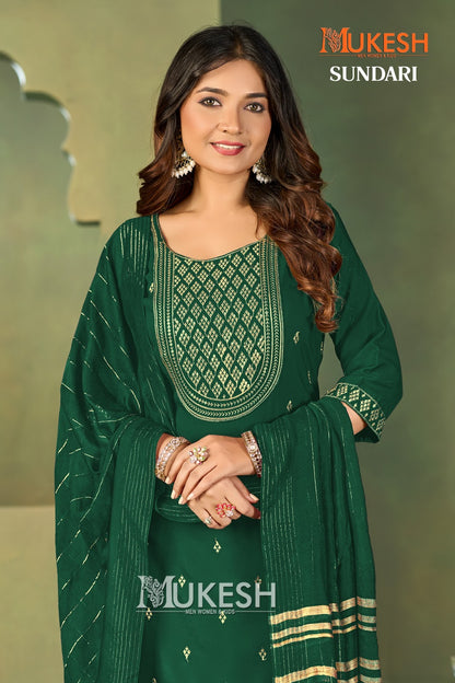 Sundari Mukesh Banwery Crape Readymade Pant Style Suits Supplier