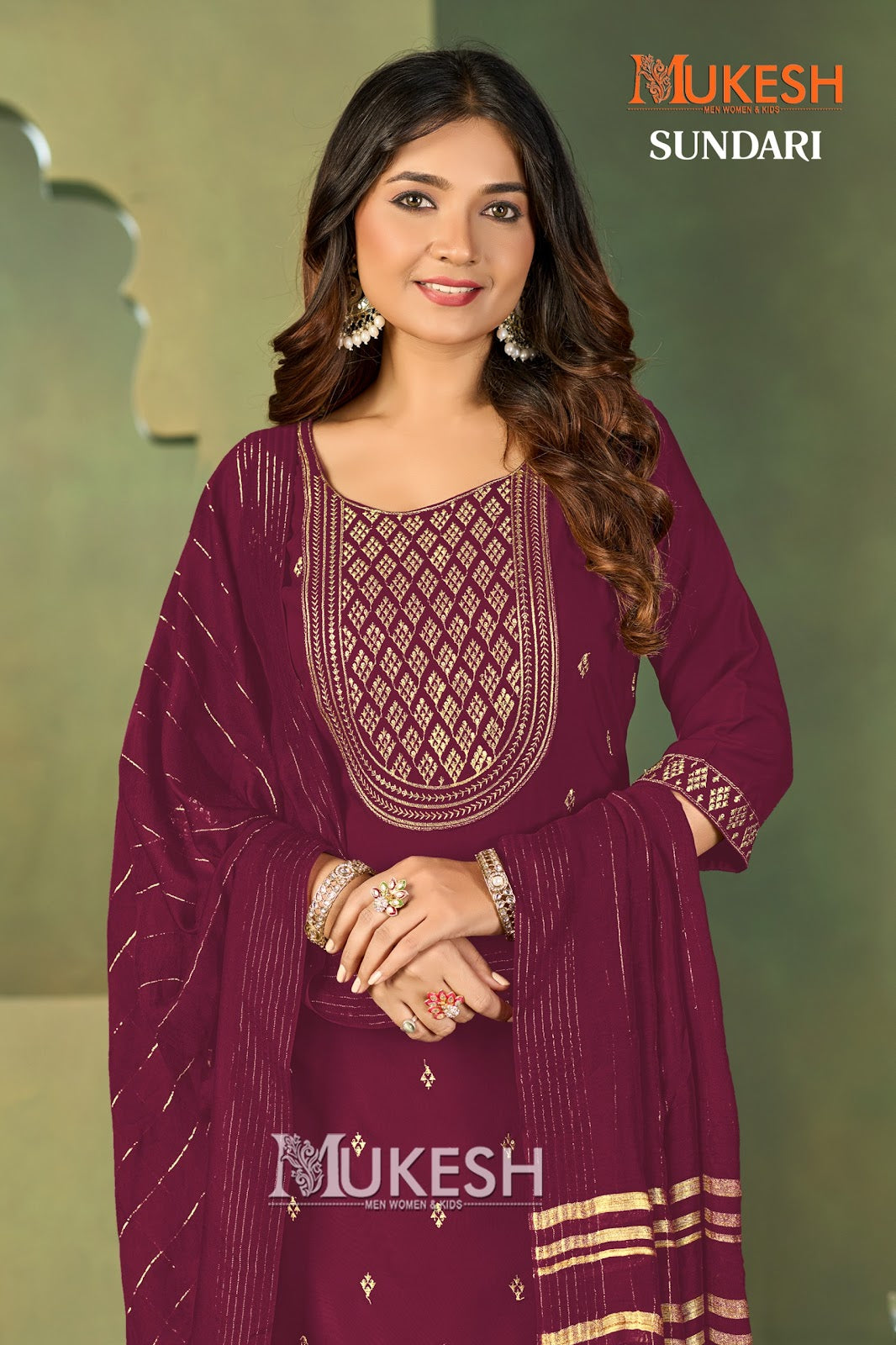 Sundari Mukesh Banwery Crape Readymade Pant Style Suits Supplier