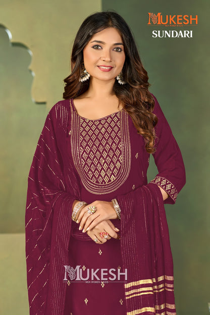 Sundari Mukesh Banwery Crape Readymade Pant Style Suits Supplier