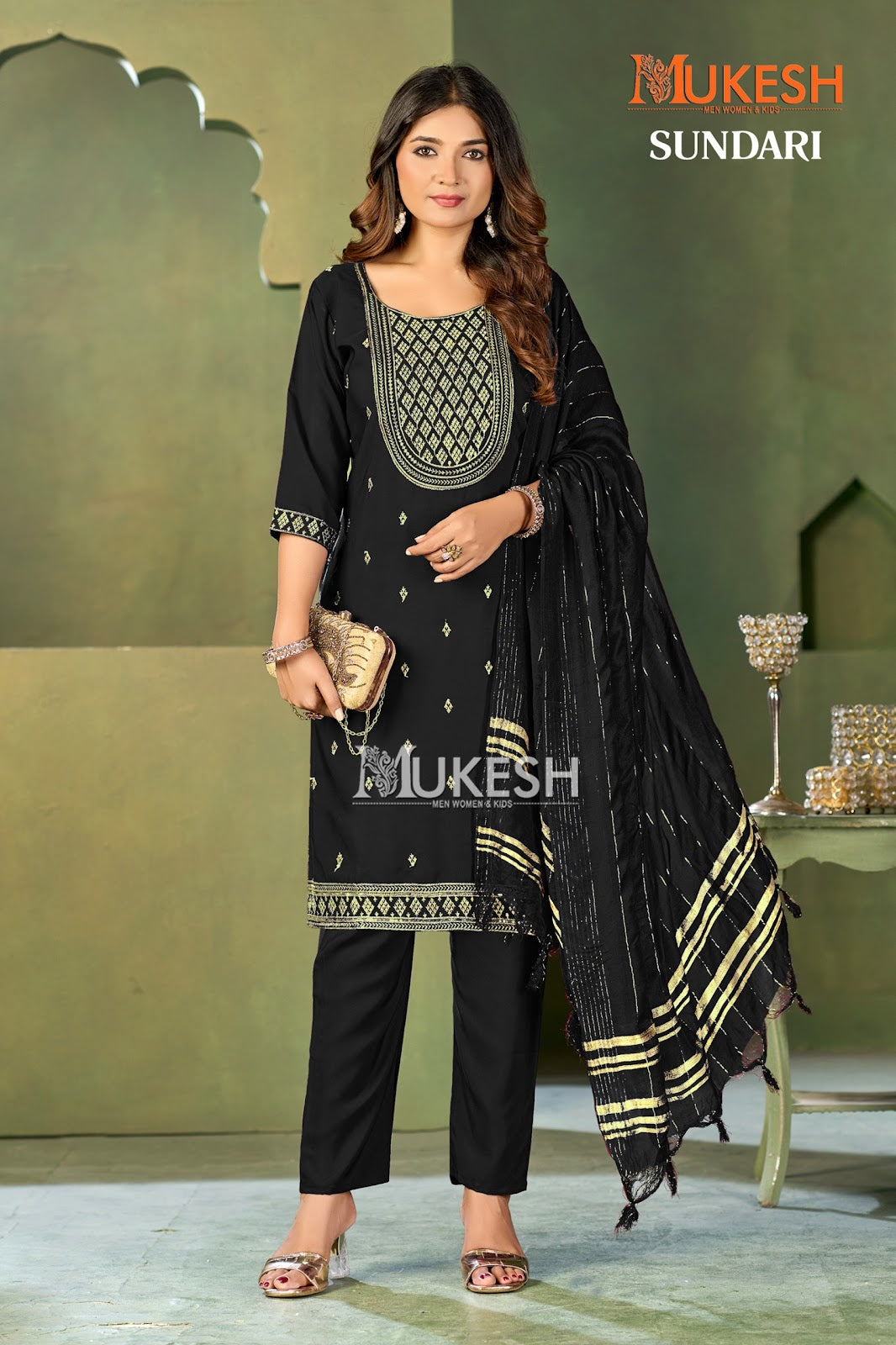 Sundari Mukesh Banwery Crape Readymade Pant Style Suits Supplier