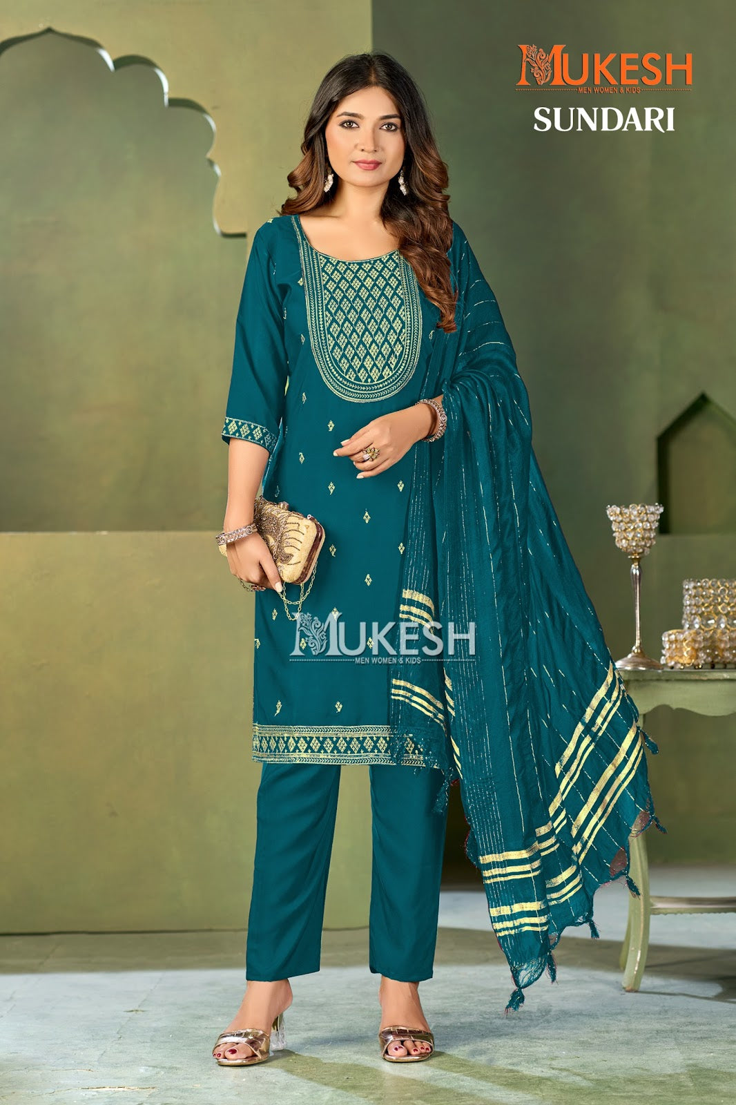 Sundari Mukesh Banwery Crape Readymade Pant Style Suits Supplier