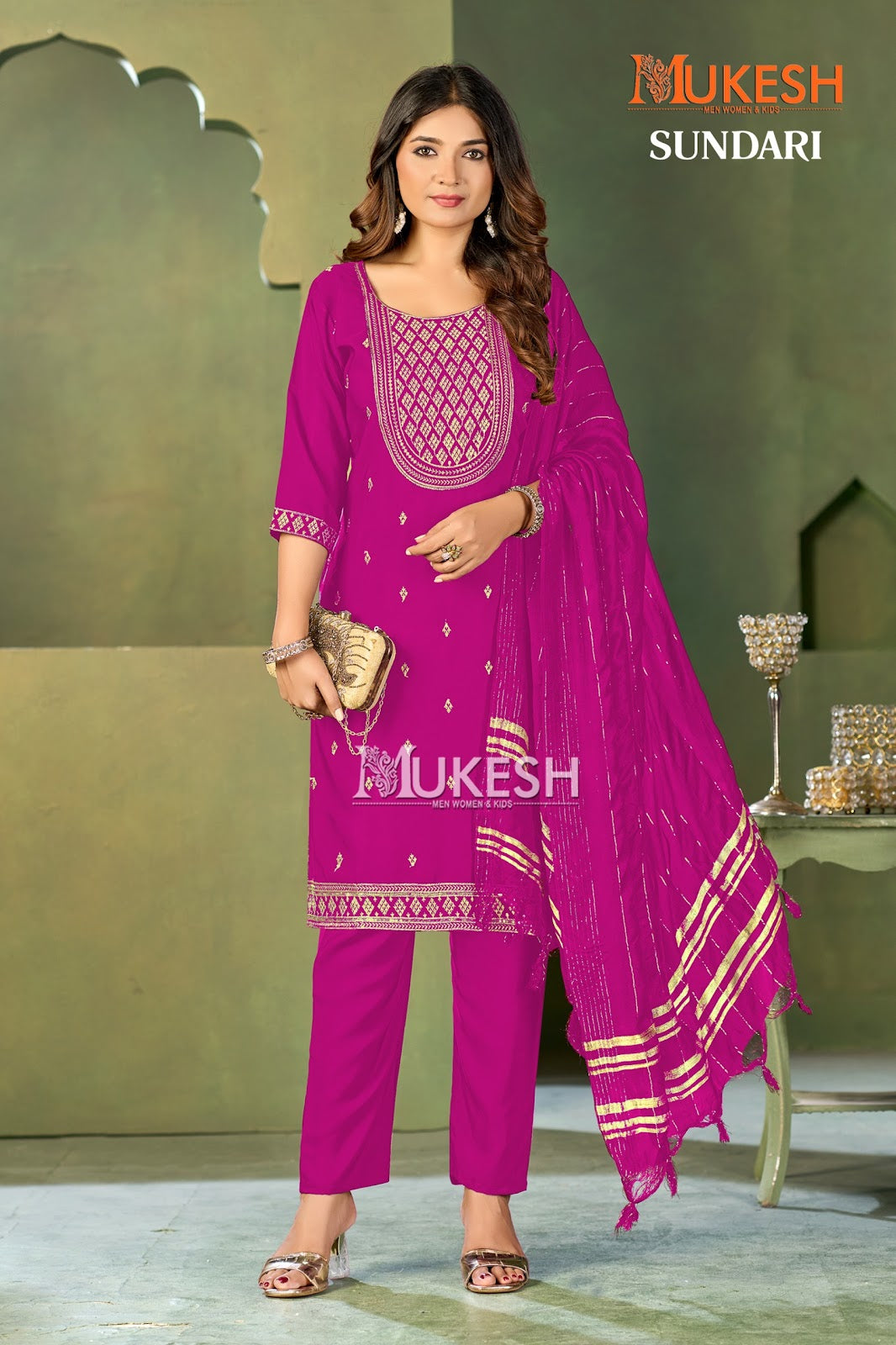 Sundari Mukesh Banwery Crape Readymade Pant Style Suits Supplier