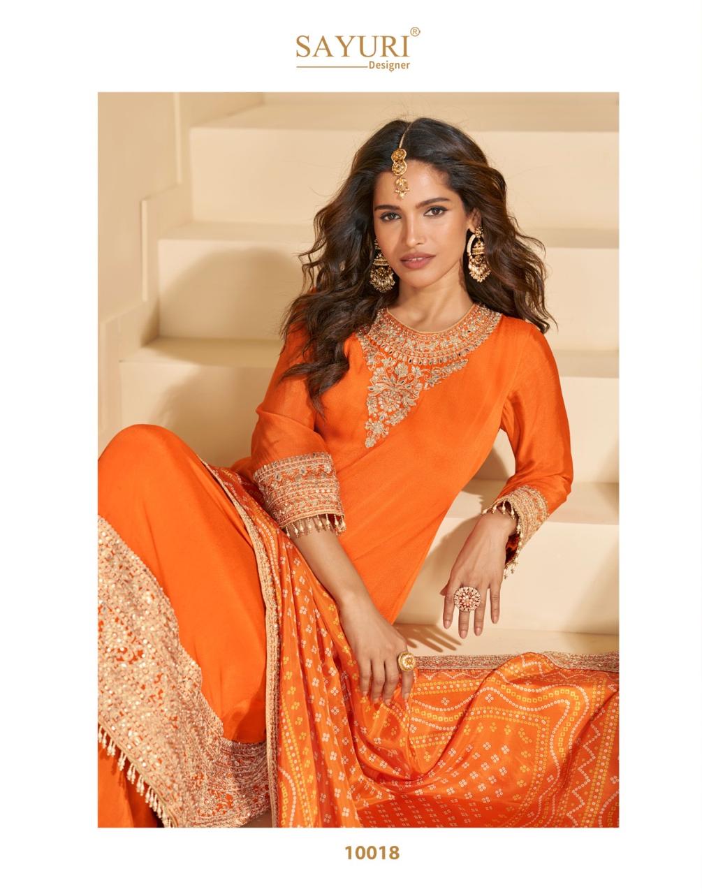 Sundari Sayuri Chinon Silk Readymade Plazzo Style Suits Wholesaler India