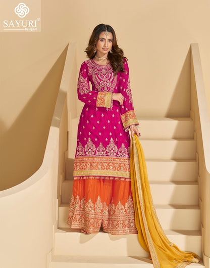 Sundari Sayuri Chinon Silk Readymade Plazzo Style Suits Wholesaler India