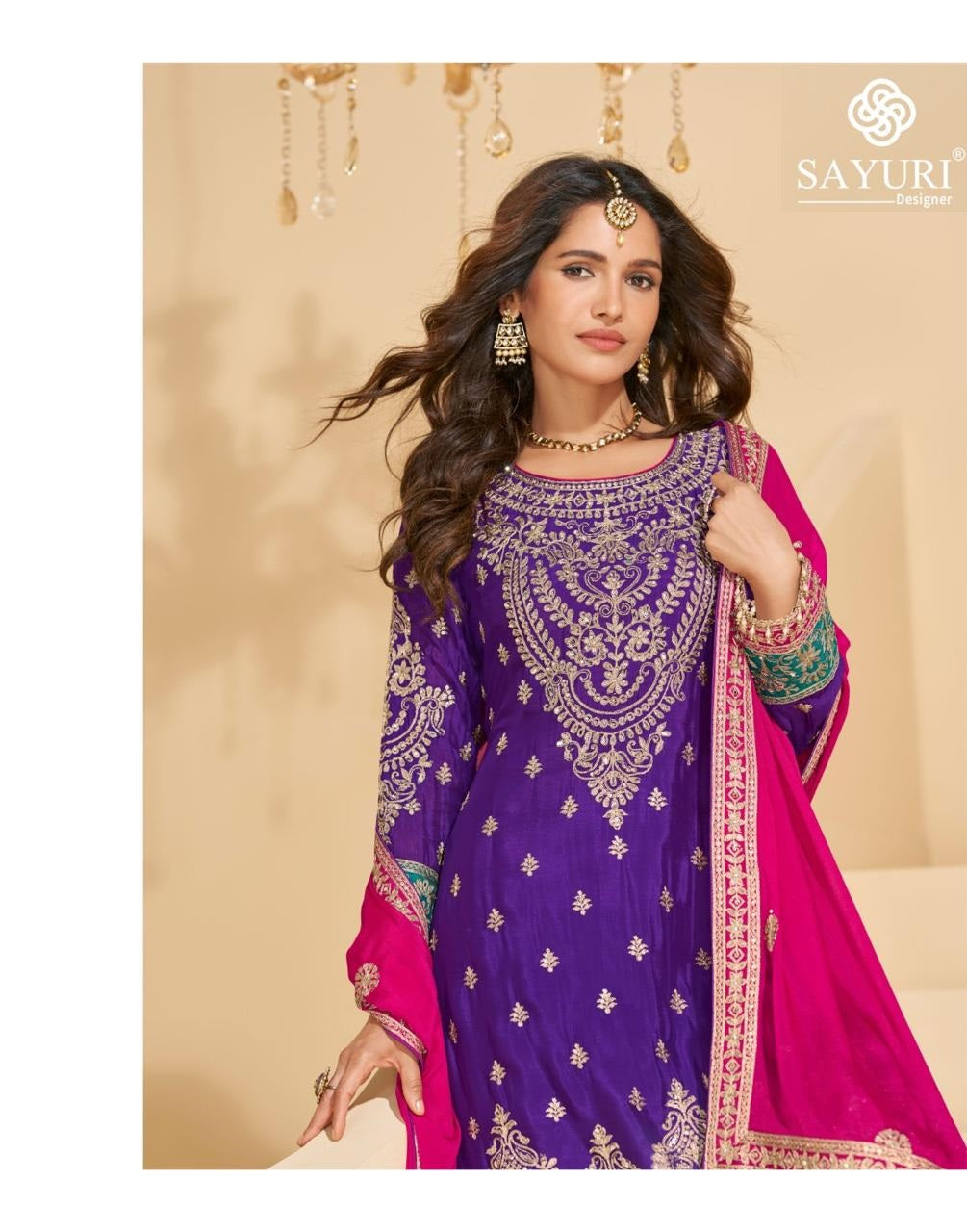 Sundari Sayuri Chinon Silk Readymade Plazzo Style Suits Wholesaler India