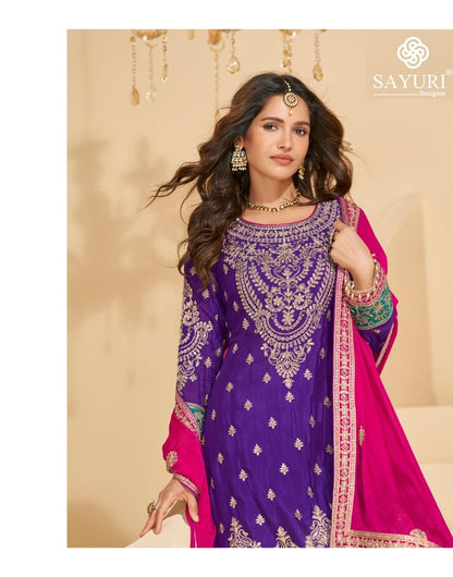 Sundari Sayuri Chinon Silk Readymade Plazzo Style Suits Wholesaler India