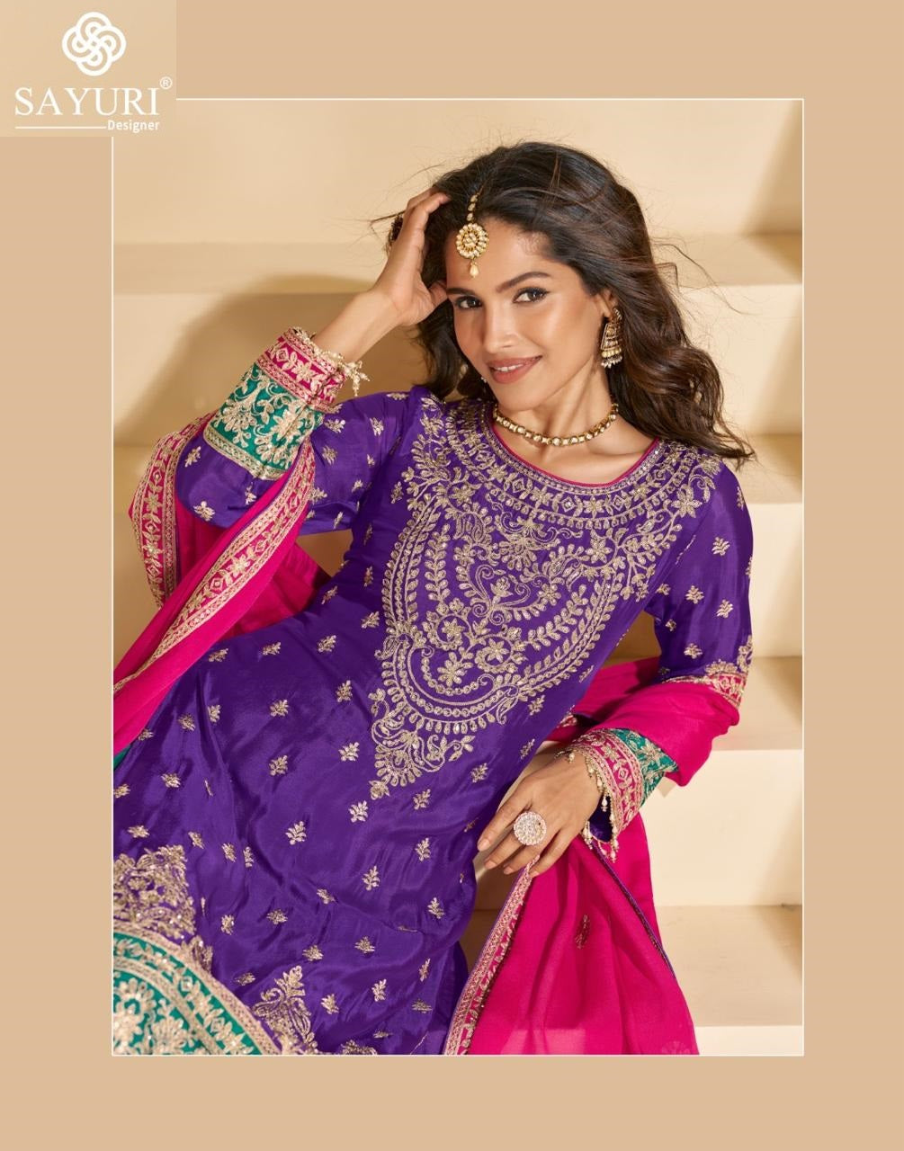 Sundari Sayuri Chinon Silk Readymade Plazzo Style Suits Wholesaler India