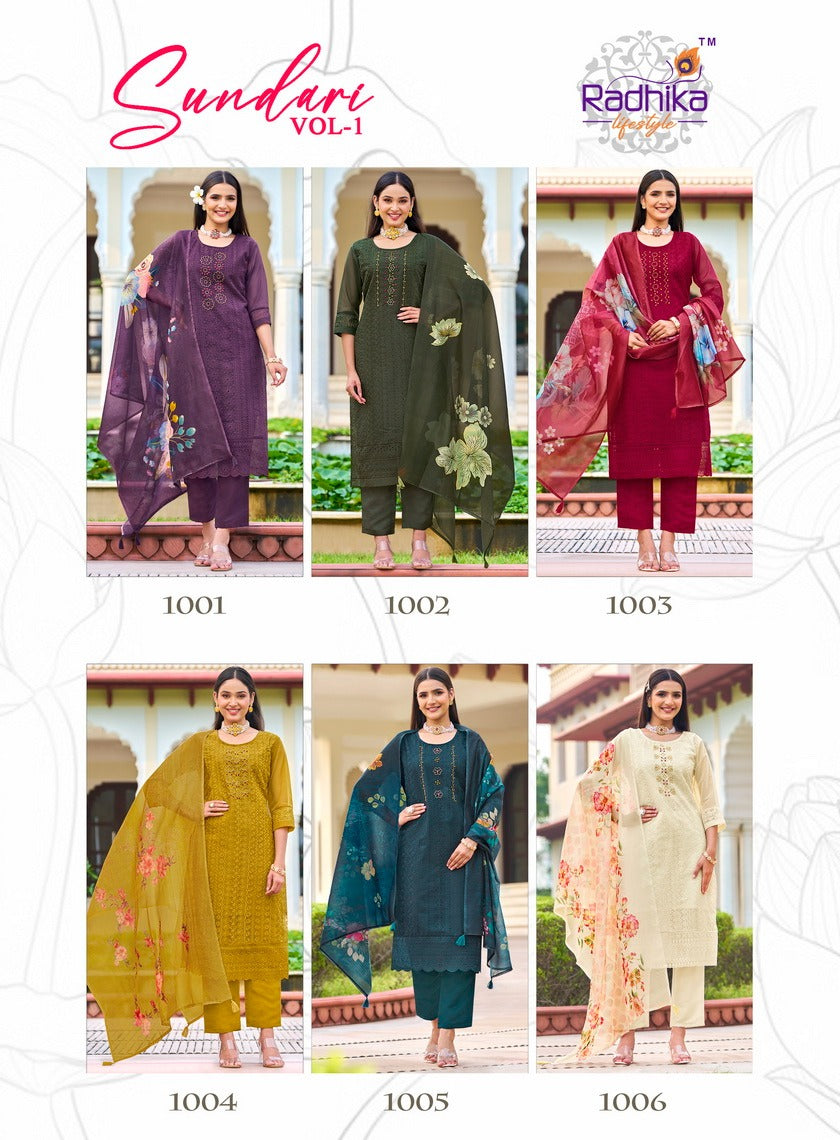 Sundari Vol 1 Radhika Lifestyle Organza Readymade Pant Style Suits Wholesaler India