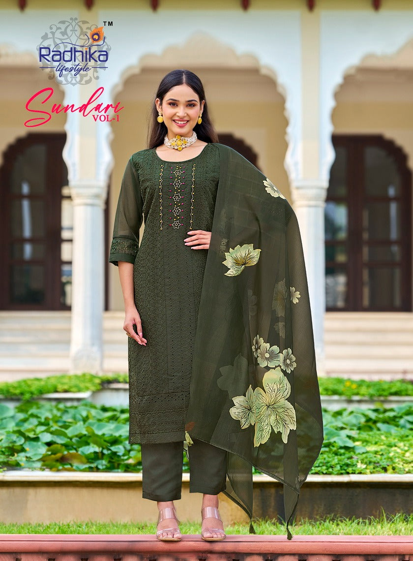 Sundari Vol 1 Radhika Lifestyle Organza Readymade Pant Style Suits Wholesaler India