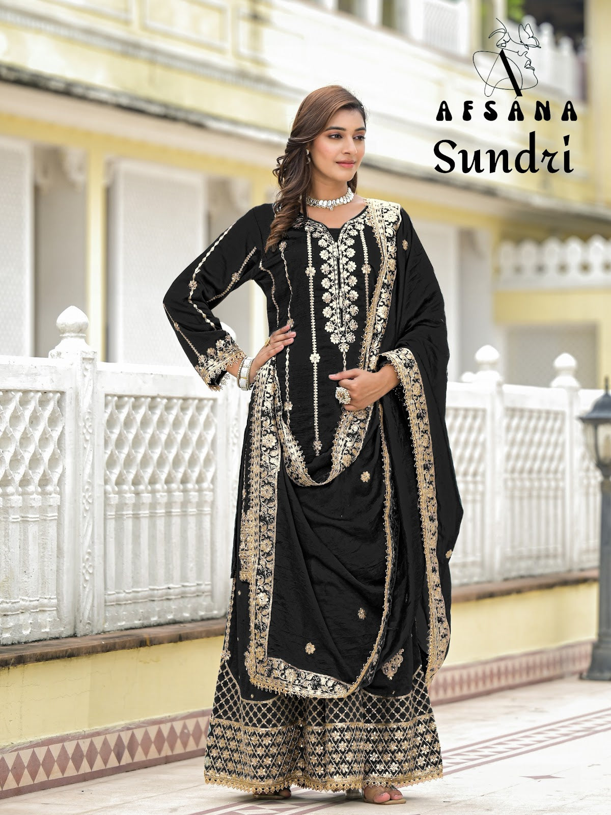 Sundri Afsana Vichitra Readymade Sharara Suits Exporter
