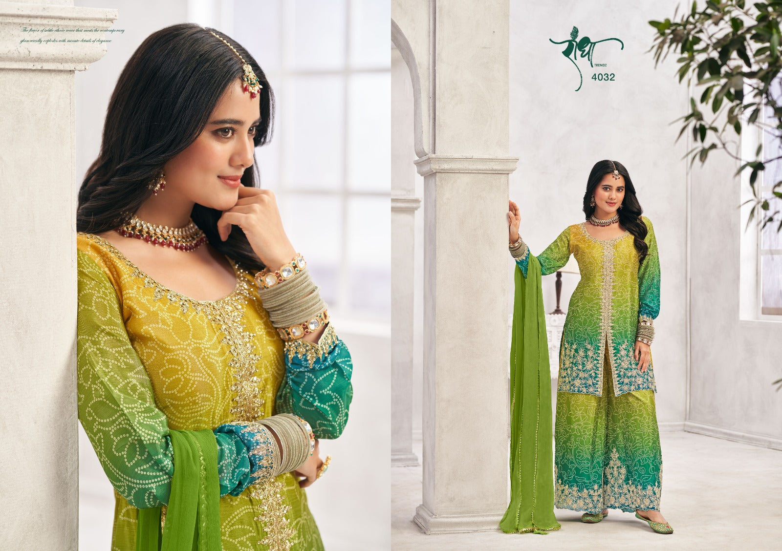 Sundri Radha Trendz Chinon Readymade Plazzo Style Suits Wholesaler India