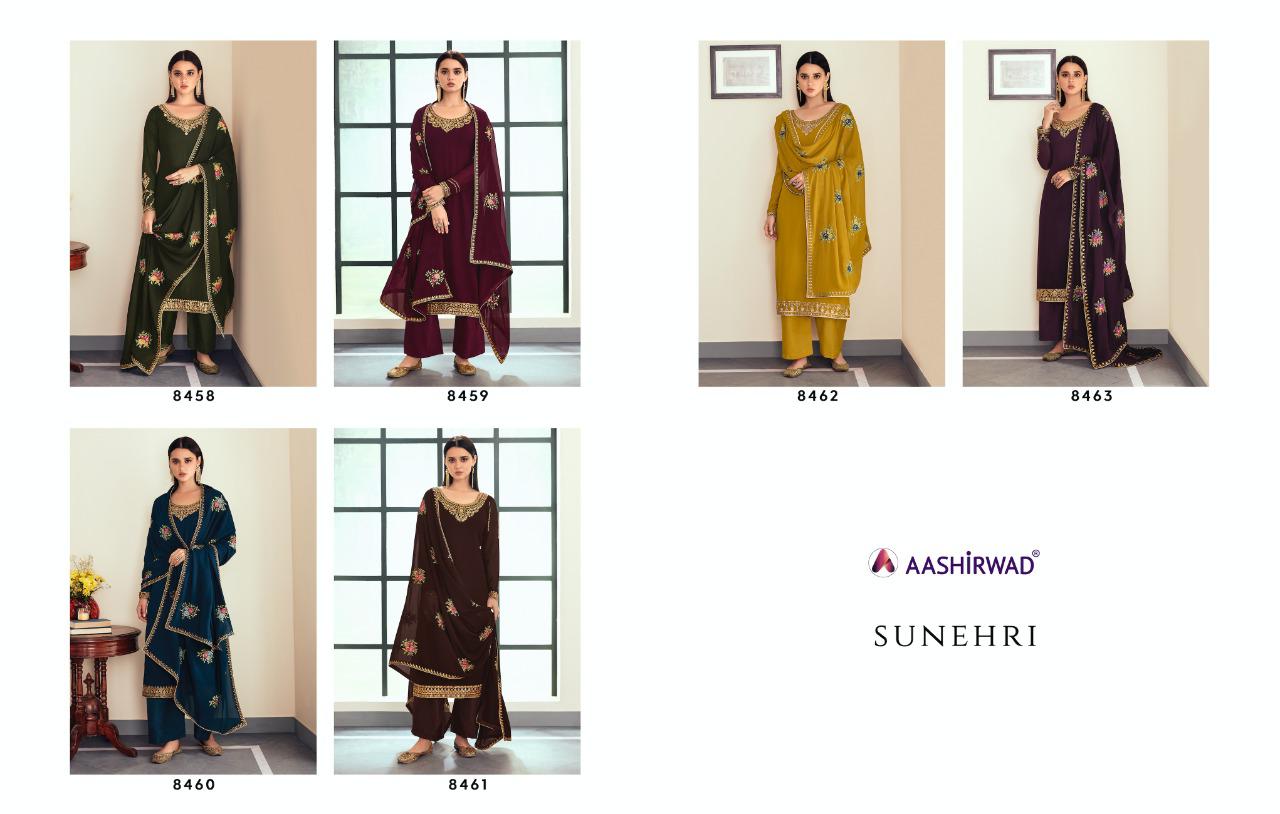 Sunehri Aashirwad Creation Georgette Plazzo Style Suits Wholesaler Gujarat