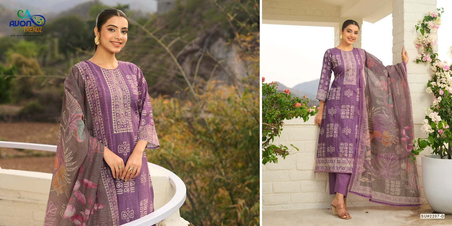 Sunehri Avon Trendz Cotton Lawn Pant Style Suits Manufacturer
