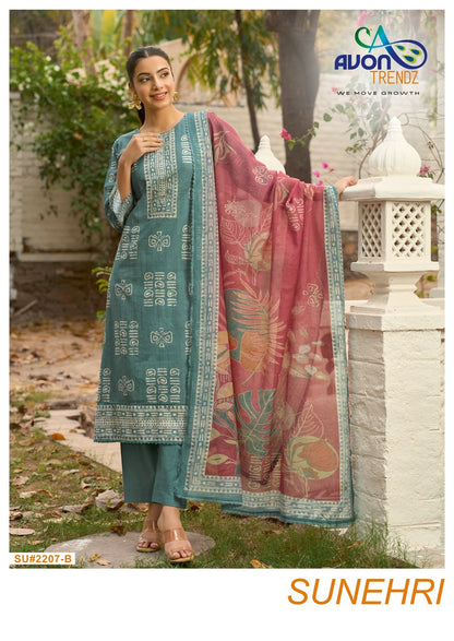 Sunehri Avon Trendz Cotton Lawn Pant Style Suits Manufacturer