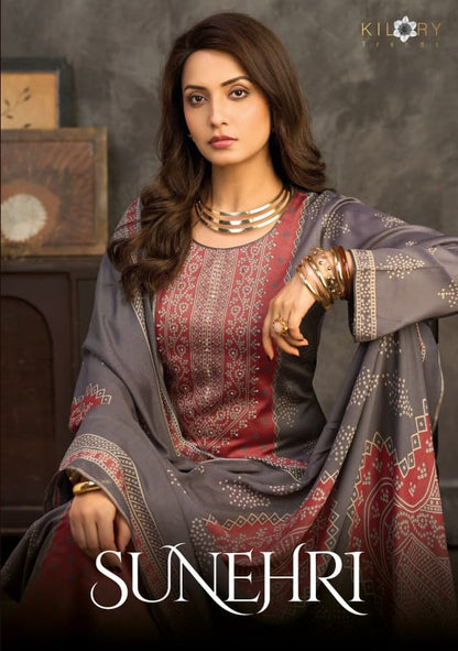 Sunehri Kilory Gaji Silk Pant Style Suits Wholesaler Ahmedabad