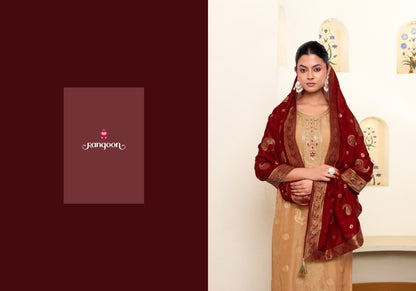 Sunehri Rangoon Russian Jacquard Readymade Pant Style Suits Wholesale Rate