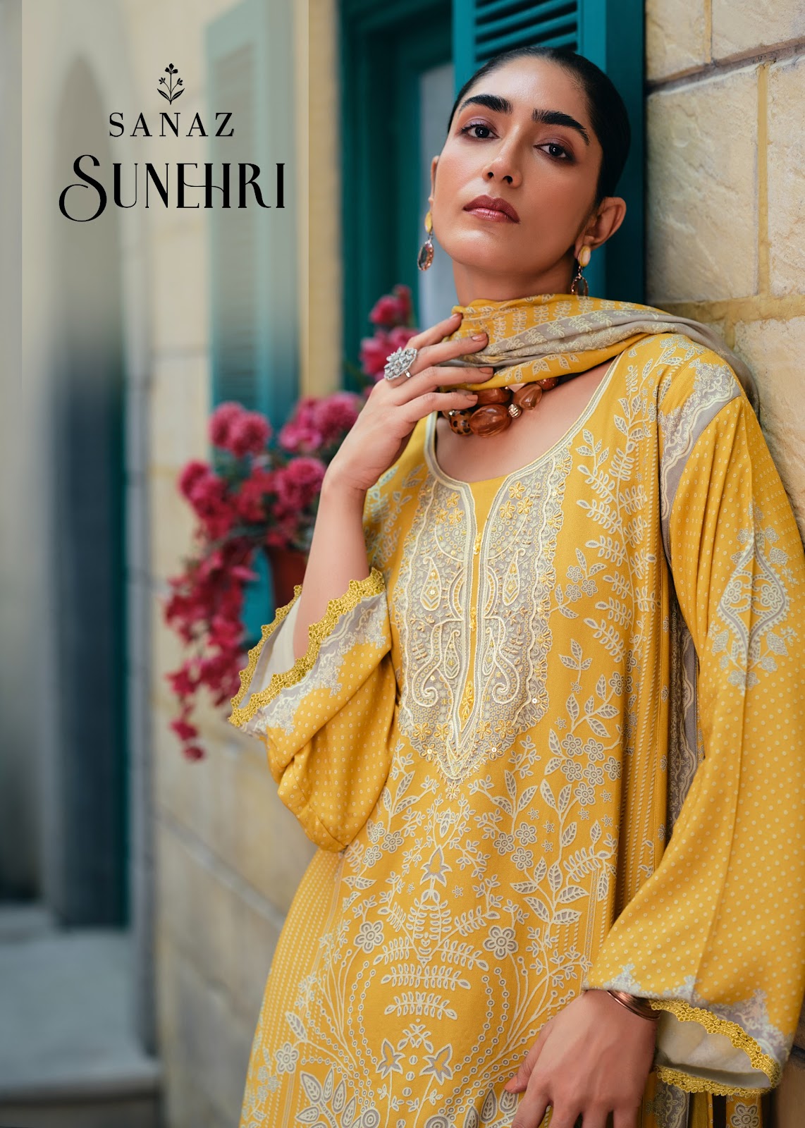 Sunehri Sanaz Viscose Pashmina Suits Manufacturer Ahmedabad