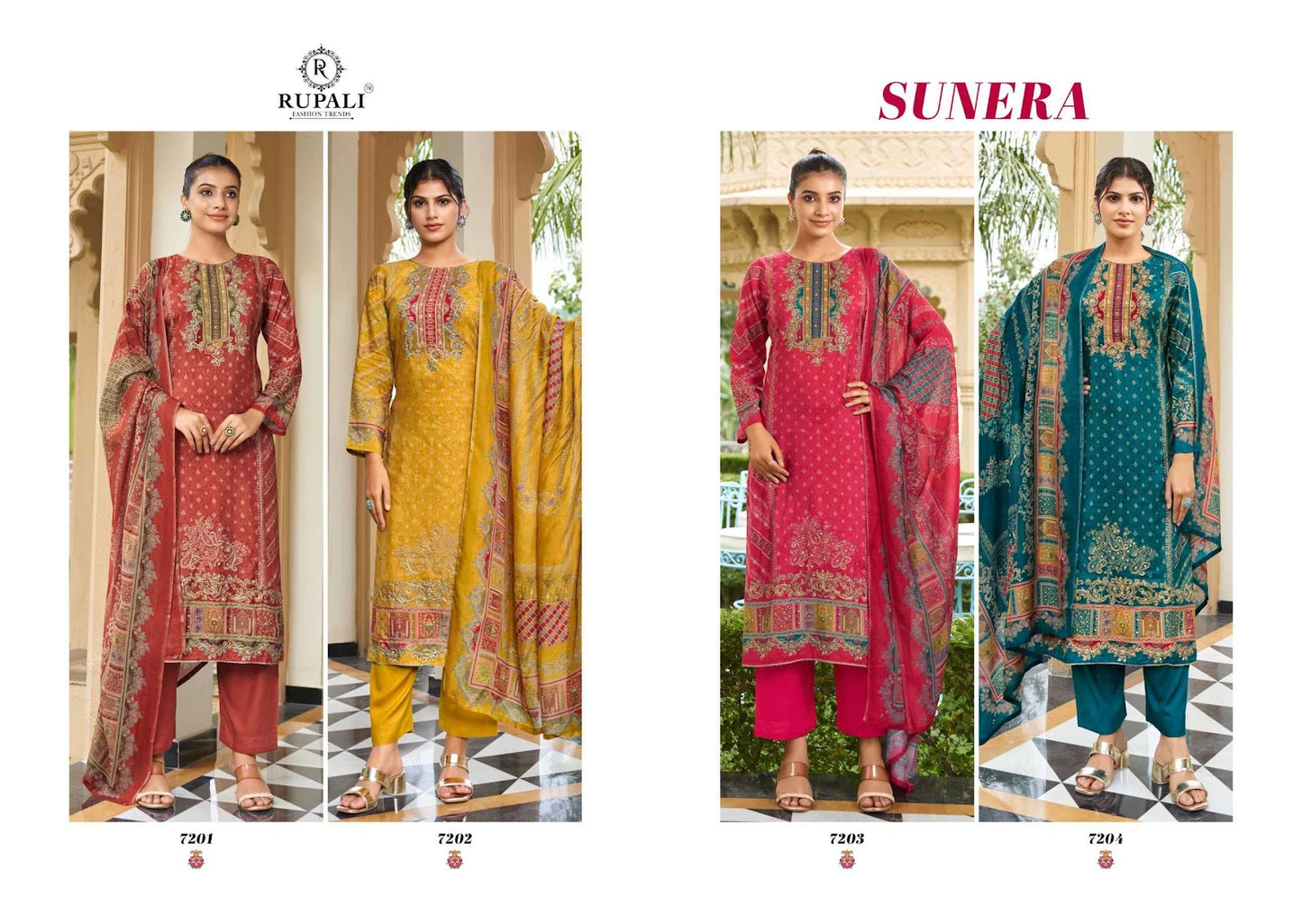Sunera Rupali Pure Viscose Muslin Pant Style Suits Wholesaler Gujarat