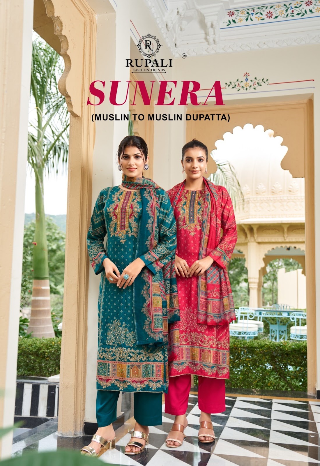 Sunera Rupali Pure Viscose Muslin Pant Style Suits Wholesaler Gujarat